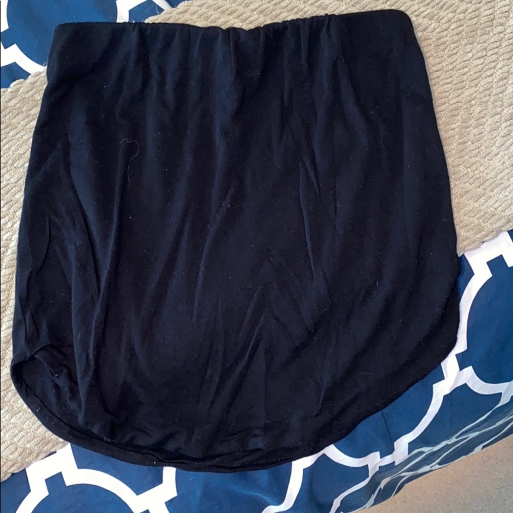 Black Cotton Mini Skirt